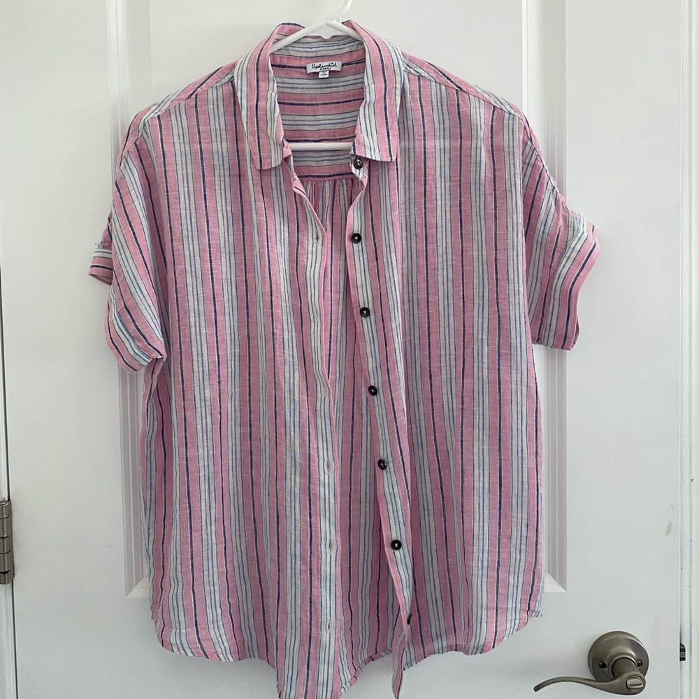 Splendid Button Shirt Pink Stripe XS NWOT